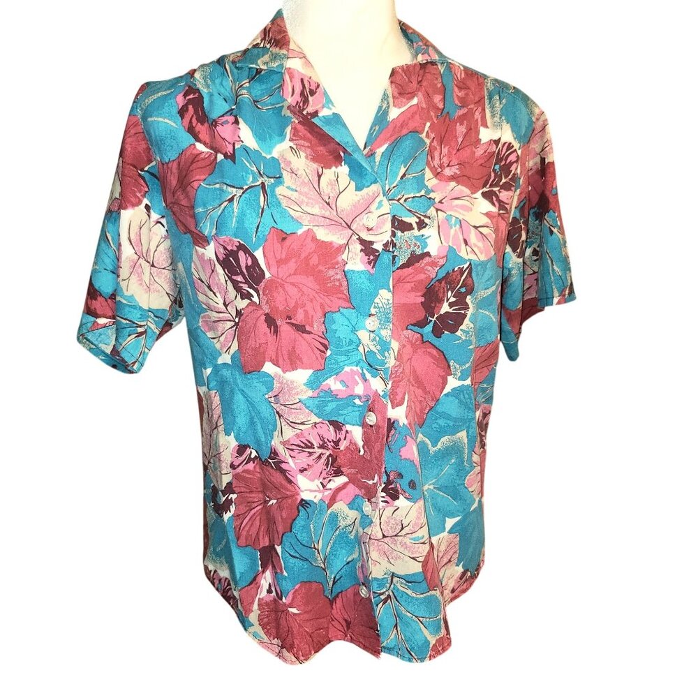 Vintage 80s Act II Women’s Medium Floral ButtonUp Shirt Grandma Core Retro Style